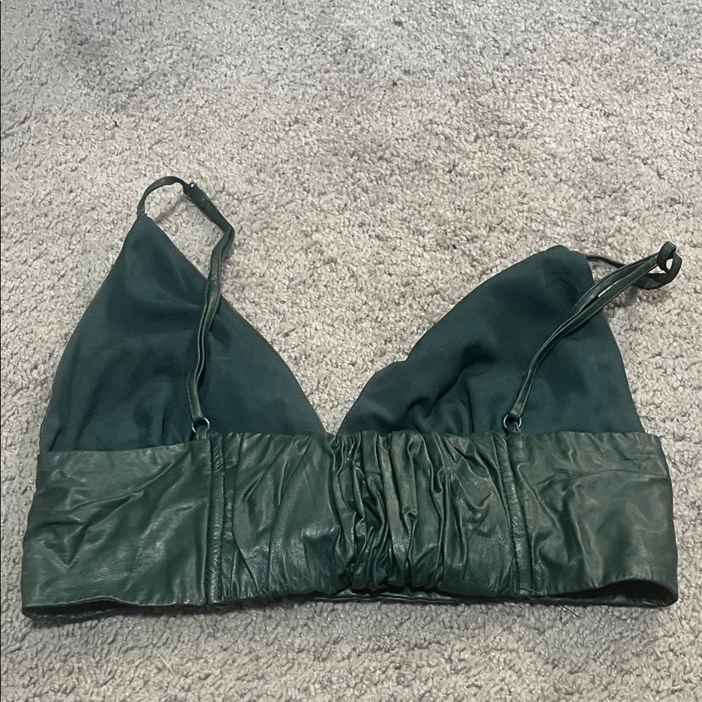 Green Faux Leather Cropped Top - Picture 2 of 3